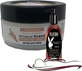 PLAYBOY THREE BRAND WHİTENİNG CREAM 4 ADET ARNAVUT KREMİ 50 ML AKLIK KREMİ İLE 120ML MASAJ YAĞI