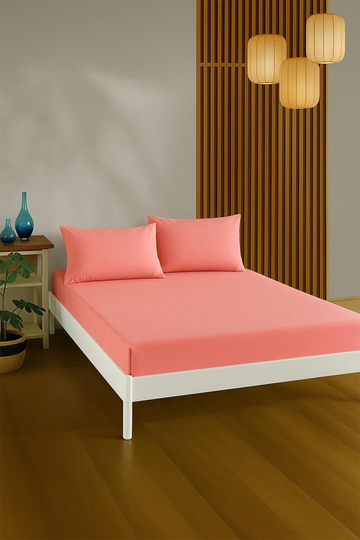 %100 PAMUKLU ÇİFT KİŞİLİK ÇARŞAF TAKIMI-Pembe