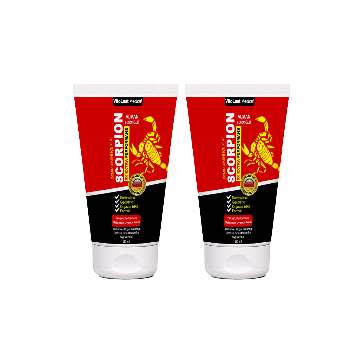 SCORPİON CREAM 2 ADET ERKEKLERE ÖZEL PENİSLERİNE BÜYÜTÜCÜMASAJ KREMİ 50 ML