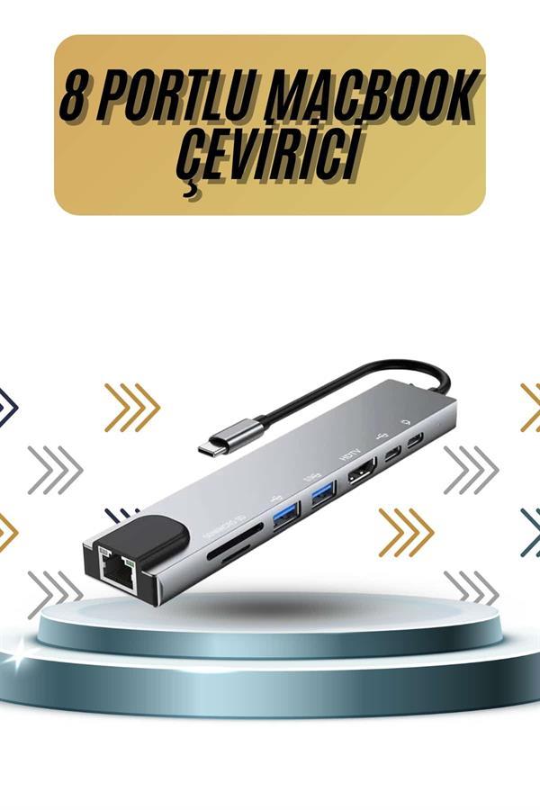 8 Portlu Type-C Hub SD TF USB Ethernet UUCZZZZMACBOOKÇEVİRİCİİİİİİİ1