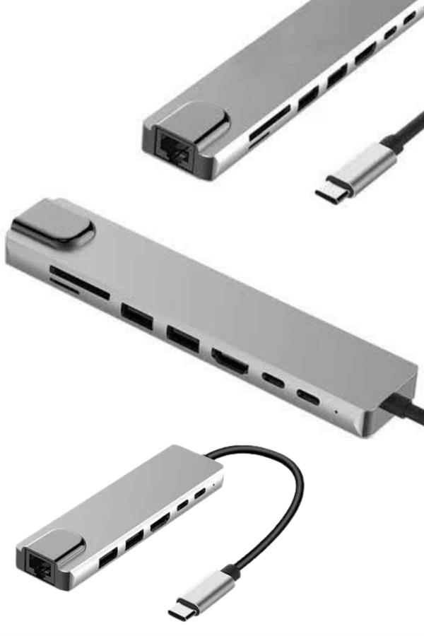 8 Portlu Type-C Hub SD TF USB Ethernet UUCZZZZMACBOOKÇEVİRİCİİİİİİİ1