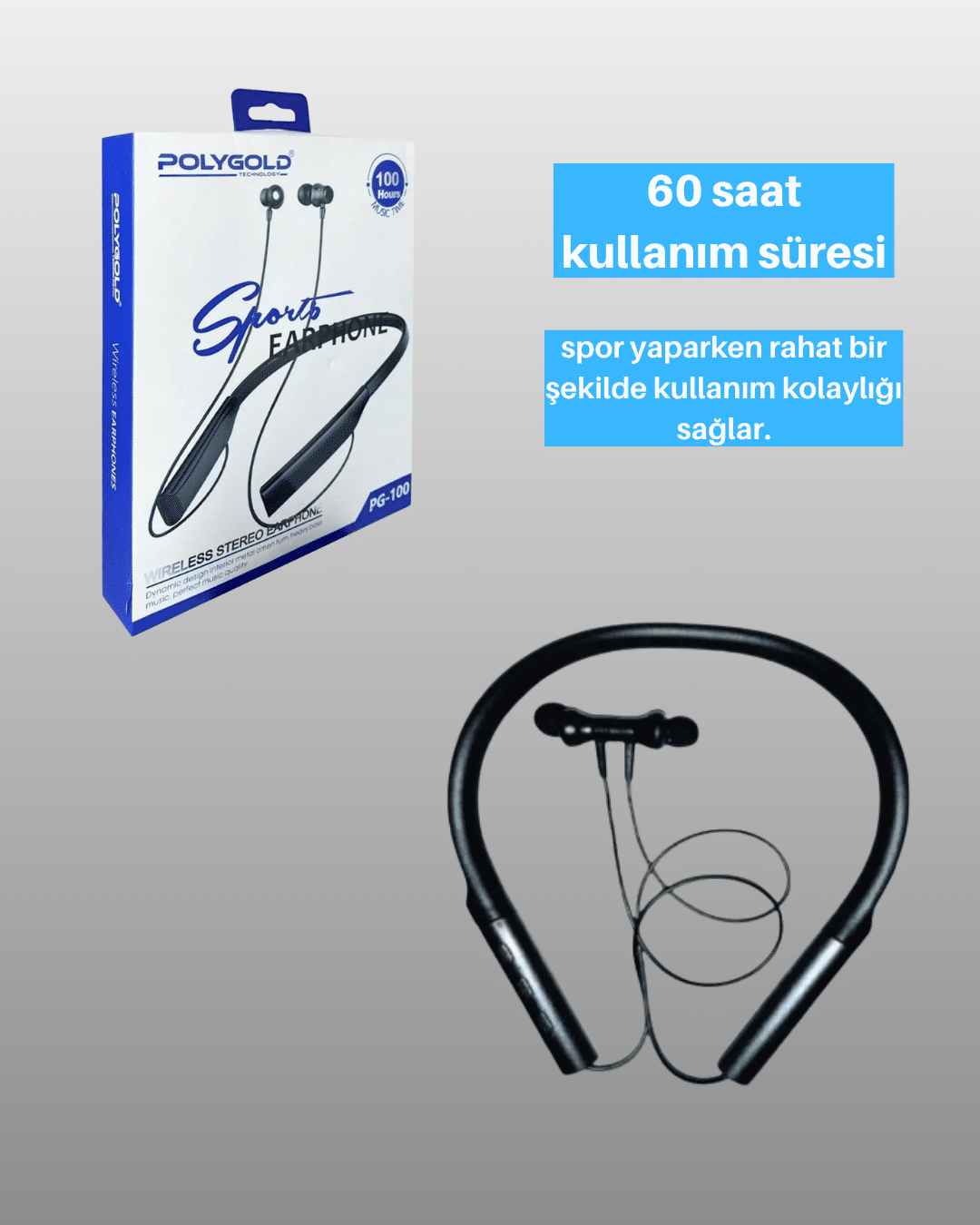 Boyun Bantlı Bluetooth Kulaklık Type-C Şarjlı 50 Saat Pil Ömürlü UCZZZ60SAAT-1